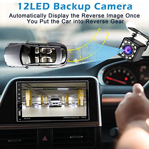 Double Din Car Stereo with 7 Inch Capacitive Touchscreen, Bluetooth Handsfree, 2 Din Car Audio Receiver FM Radio Player with Backup Camera, Phone Mirror-Link, Voice Assistant, Steering Wheel Control - Thumbnail 6