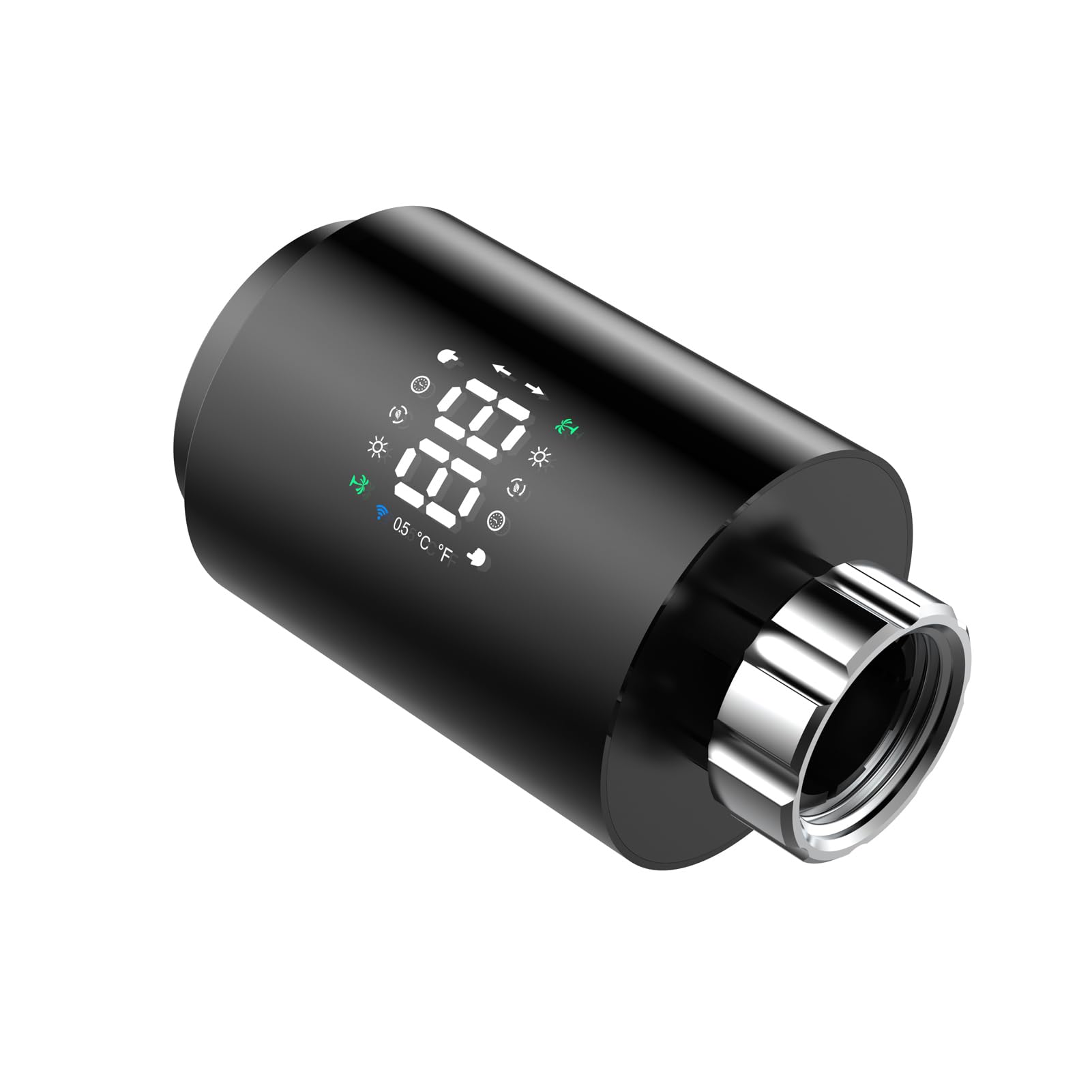 Termostato Intelligente, Attuatore radiatore, Valvola del Radiatore Programmabile, Controllo della Temperatura per la Casa, Display digitale LCD, Controllato da App Mobile, Nero (nero)
