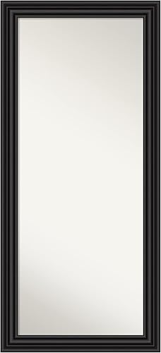 Amanti Art Espejo de cuerpo entero no biselado (66 x 30 pulgadas), marco negro colonial, espejo de suelo, espejo de pared, color negro