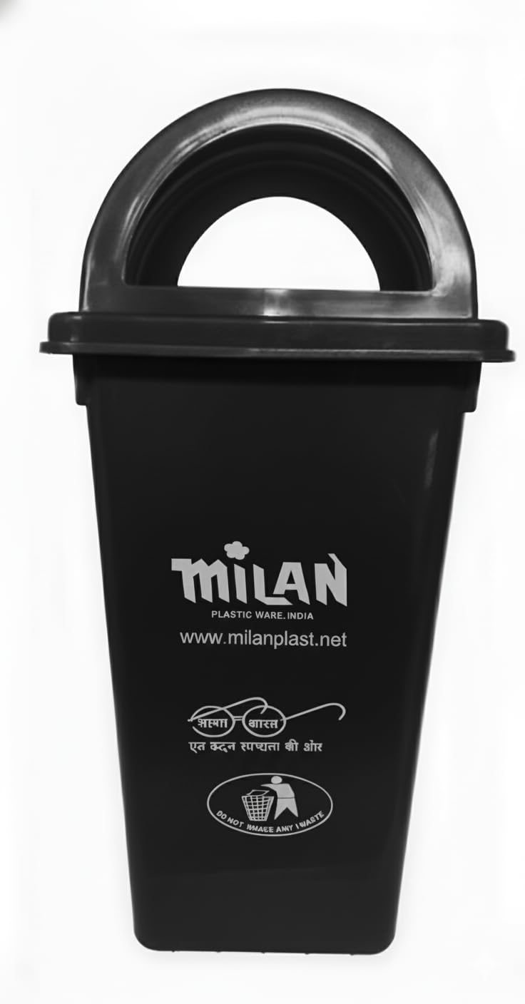Milan Plastic Garbage Dustbin With Dome Lid 60 Litre Black-image-33
