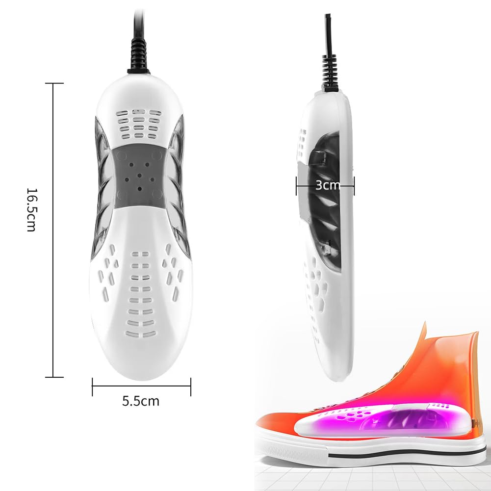 Asciuga Scarpe Elettrico, Asciugatrice Portatile per Calzature, Asciuga Scarpe Portatile, Scalda Scarpe e Scarponi per Asciugare Le Scarpe Sudate ed Eliminare i Cattivi Odori - Bianco