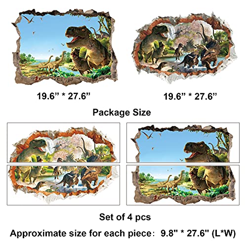 Dinosaur Wall Stickers 3D Watercolour Dinosaur Window Ceiling Decals Decorations Murals Wall Art Decorative Sticker For Kids Living Room Bedroom Nursery Playroom Holiday Jungle Party Decor Supplies #TOP1