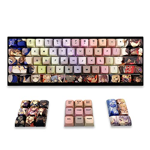 Anime Keycaps - XDA Profile Keycap Set, Suitable for 61/64/66/68/87/104/108 Mechanical Keyboard, Full 109 Keys, PBT Japanese Keycap with Key Puller