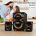 Boytone BT-326F, 2.1 Bluetooth Powerful Home Theater Speaker System, with FM Radio, SD USB Ports, Digital Playback, 40 Watts, Disco Lights, Full Function Remote Control, for Smartphone, Tablet., Black