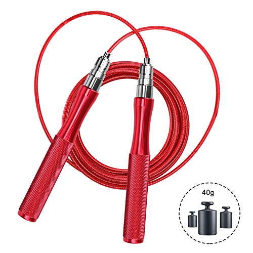WEIER Speed Jump Rope Tangle-Free with Two Ball Bearing - Adjustable & Self-Locking