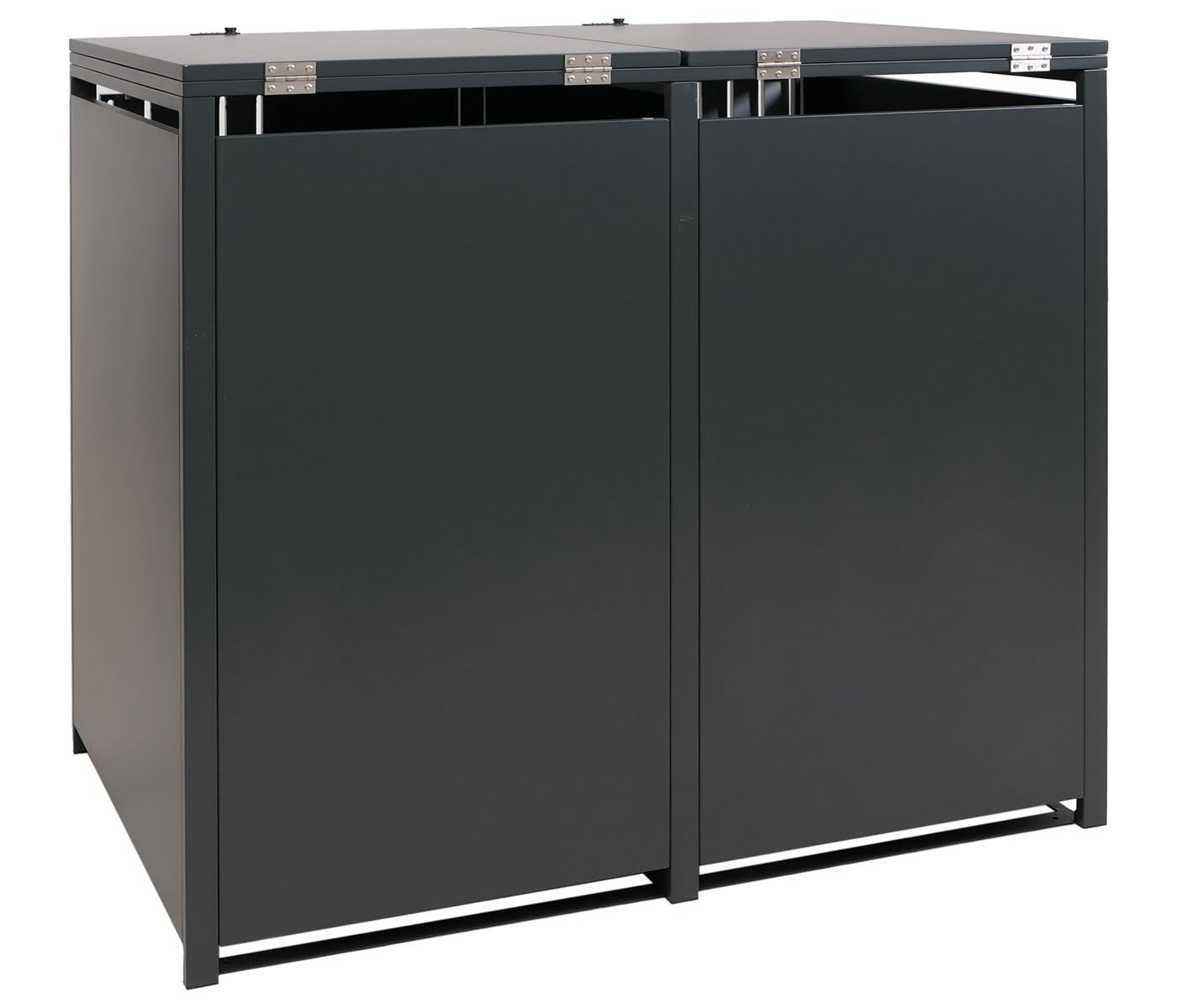 Mendler 2er-Mülltonnenverkleidung HWC-O67- anthrazit Edelstahl | Mülltonnenbox, mit Deckel, Metall, 122x132x84cm, 53kg