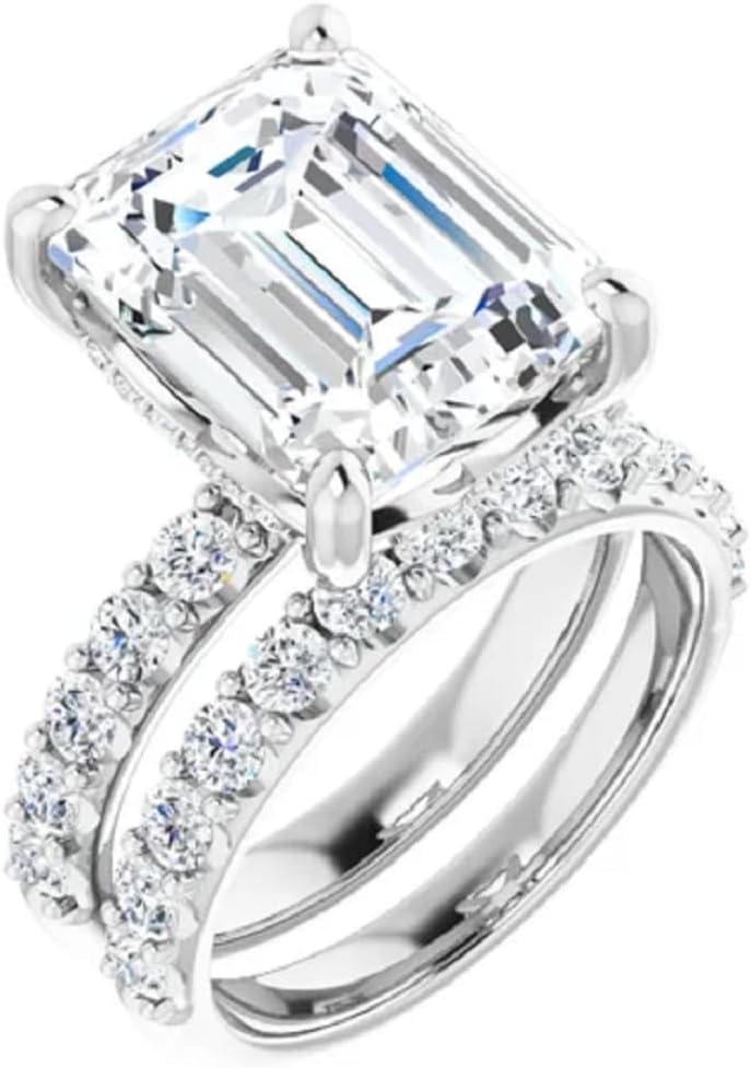2-6 CT Moissanite Bridal Ring Set for Women | Accented Solitaire Wedding Ring Set, Christmas Gifts | 925 Sterling Silver, 10K/14K/18K Solid Gold & Size 4-12