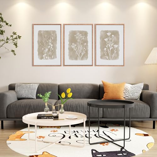 CHDITB-Botanical-Farmhouse-Wall-Art-Set-Framed-Boho-Plant-Wall-Decor-Neutral-Minimalist-Floral-Wall-Painting-Rustic-Wildflower-Canvas-Art-Prints-for-Living-Room-Bedroom-Bathroom-Large-16x24x3