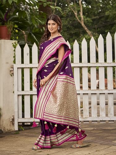 MANOHARI magenta banarasi silk saree – image 5