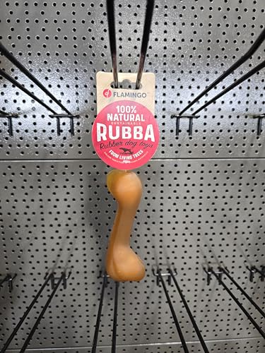 Flamingo Rubba Hundespielzeug Knochen - Braun, Aus Naturkautschuk, Robust und Sicher, 14 x 5,5 x 3,8 cm, Ideal für Beagle, Cocker Spaniel, Jack Russell Terrier, Shiba Inu usw.