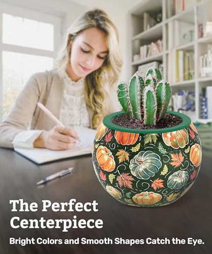 Image of PieceRelax 3D Puzzle Planter 80 Pieces - Flower Pot - Hello Pumpkin Season, for Mom, Home Decor Flower Pots for Indoor Cactus, Succulents Pots [K1107]