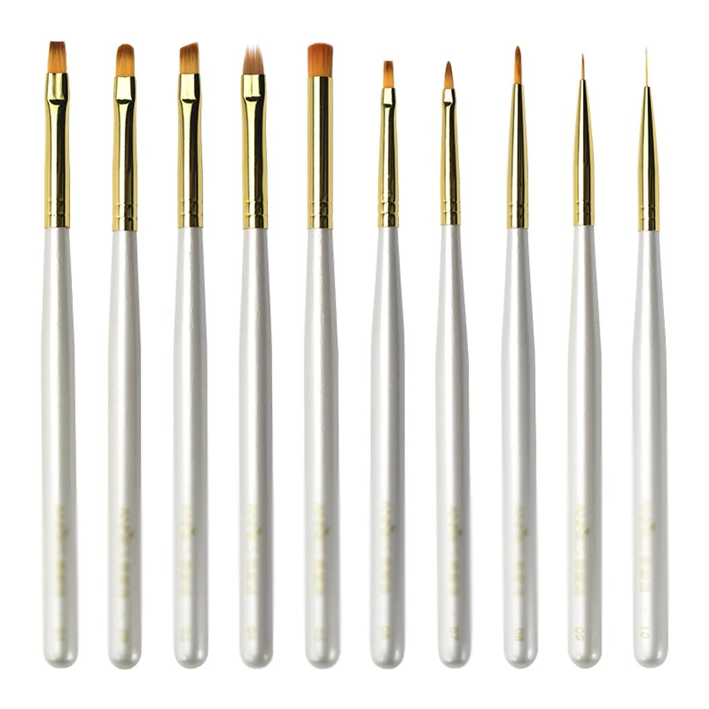 10 Sizes Single Nail Brush Pen Detailed Painted Drawing Flower Lines Smudge White Handle Professional Nail Art Manicure