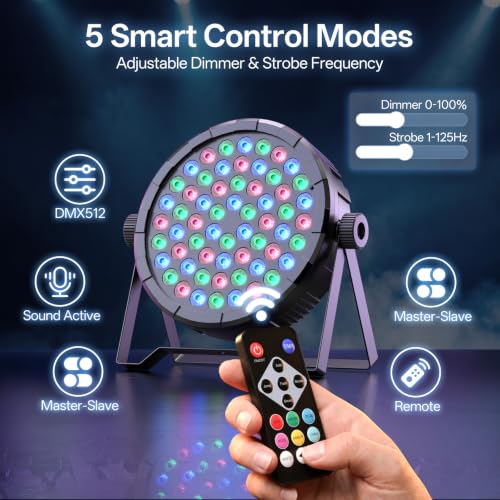 Image of RGB Stage Par Lights 60 LED Uplights, Remote 7CH DMX512 Auto Sound Activated Uplighting Indoor, DJ Lights for Parties Event Wedding Club Church Band Stage Lighting(16 Pack)
