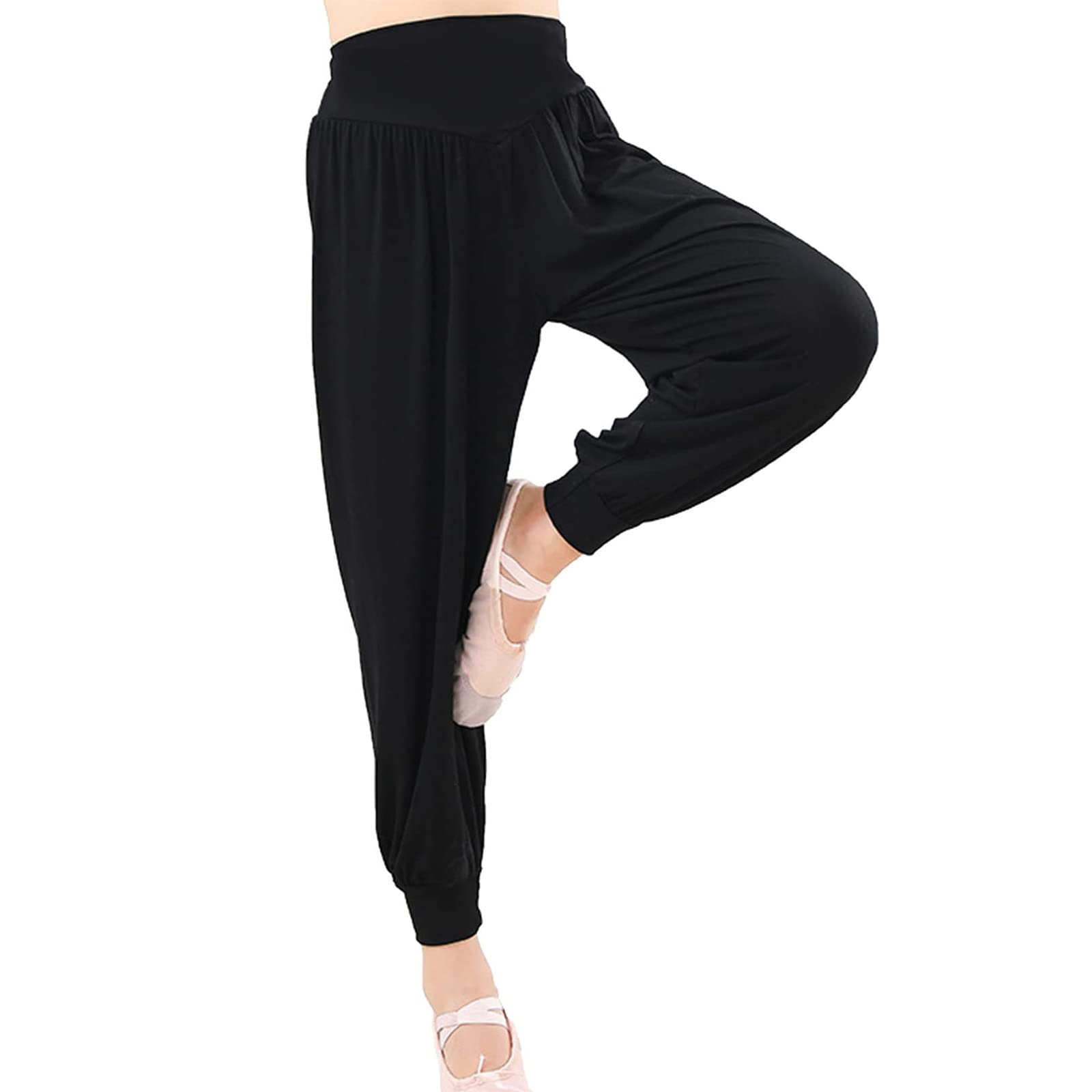 ZHIMYU Kids Girls Baggy Casual Harem Pants Loose Wide Leg Trousers Sports Dancing Yoga Long Pants (US, Age, 12 Years, Black)
