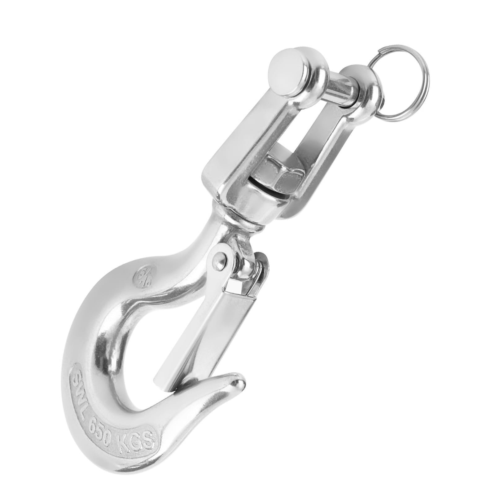 304 Stainless Steel Lifting Hook with for Rigging Accessories and Machinery 650KG Capacity Heavy Duty 360-Degree Rotating Lifting Hook (650kg)