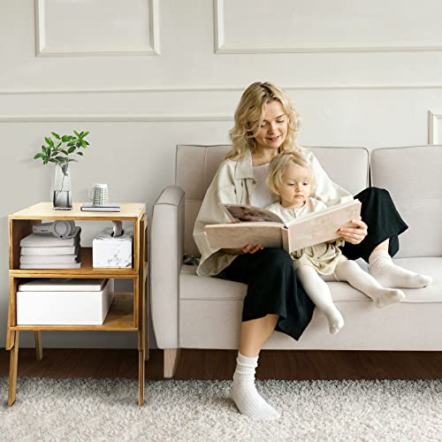 Lasuavy Bamboo Nightstands Set Of 2 – Stackable Side Tables With Open Storage Compartment – Rustic Wood Bedside Tables For Bedroom, Living Room, Nursery – Modern And Versatile，Natural #TOP3