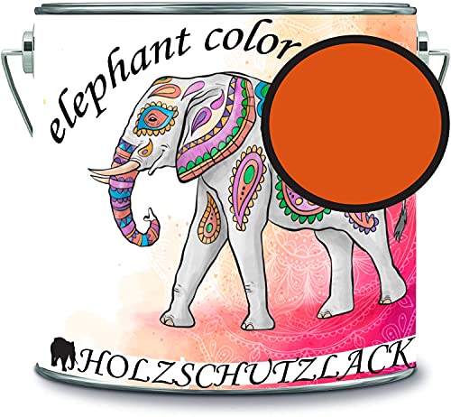 Peinture de protection pour bois - Résistant aux intempéries - Protection longue durée - Protection contre les intempéries - Couleur de protection du bois RAL 2009 - Orange de circulation - Elephant