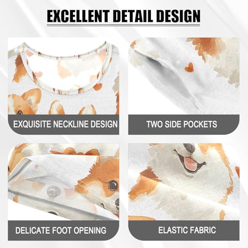 ALAZA Dog with Bow Tie Heart Pajamas Set Short Sleeve Cotton Sleepwear Summer Pjs 2 Piece 5-14Y4