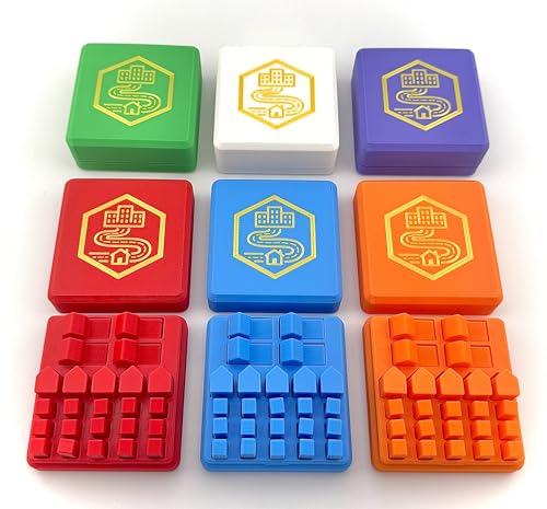 Organizer for Catan (Set of 6) | Snap Lid | Red Orange Blue White Green Purple | Compatible with All Editions