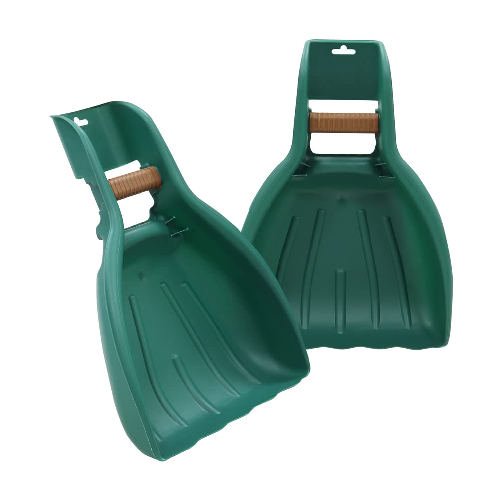 JVL Leaf Grabber Scoop - Set of 2 - Green - Garden Cleaning Tool