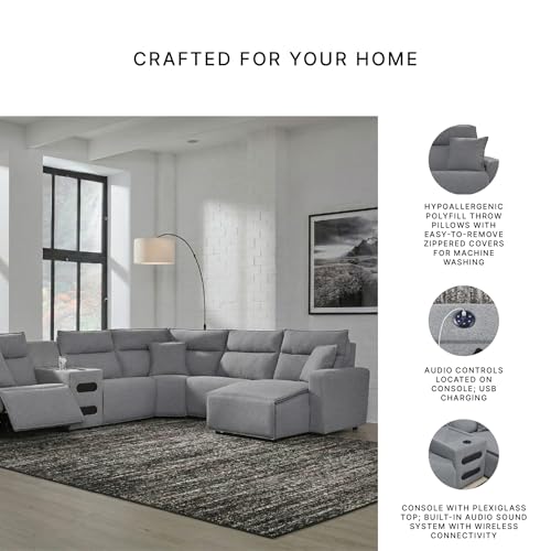 Image of Signature Design by Ashley Modmax II Power Reclining Sectional Sofa, Gray