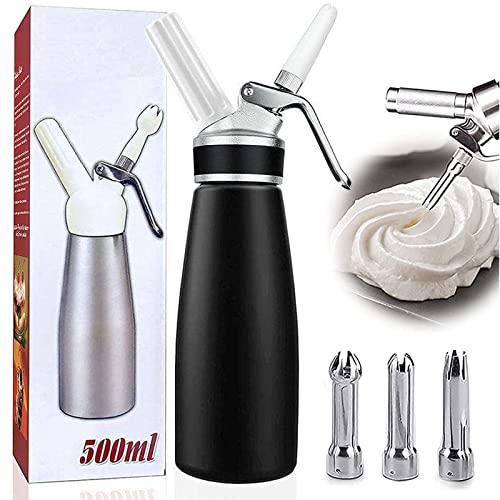 MINUSE 500ML Sahnespender Edelstahl, Edelstahl Sahnesyphon mit 6 Dekorations-Düsen und 1 Reinigungsbürsten, Edelstahl Sahnespender für Cremes Soßen MINUSE 500ML Sahnespender Edelstahl, Edelstahl Sahnesyphon mit 6 Dekorations-Düsen und 1 Reinigungsbürsten, Edelstahl Sahnespender für Cremes Soßen