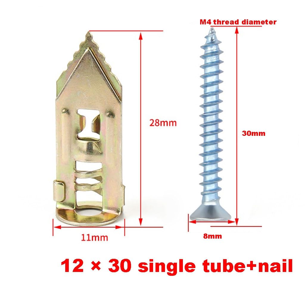 20 szt. Wkrętów rozporowych do płyt gipsowych – stal sprężynowa manganowa o dużej wytrzymałości 65 do płyt izolacyjnych(12x30 single tube+color zinc nails)