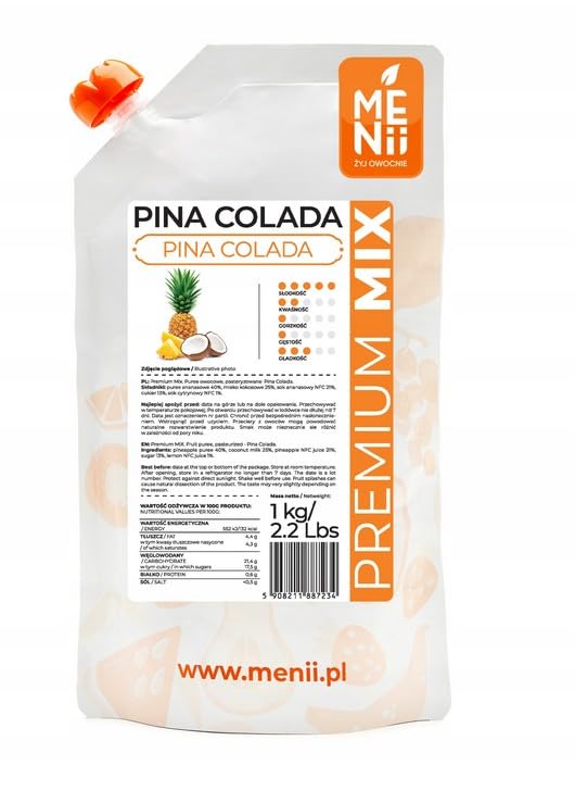 Premium Mix Piña Colada 1 kg – Puré de Piña y Coco Natural sin Conservantes – Base para Cócteles, Smoothies, Helados, Postres y Repostería – Ready-to-Use