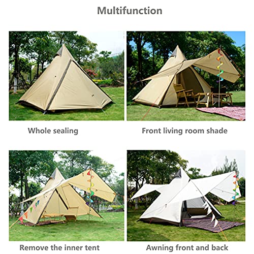 upscale outdoor waterdichte 4 personen yurt bell tent familie tipi tent dubbele lagen indian tipi tent geschikt voor vrachtwagen camping vakanties/wit - Afbeelding 4