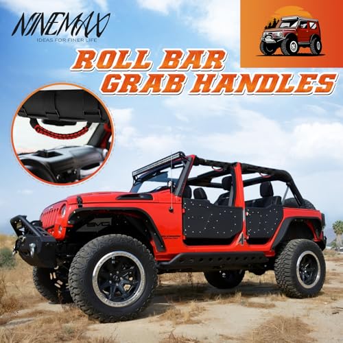 NINEMAX Überrollbügel Haltegriffe,Paracord Haltegriffe mit Klettverschluss 2 Stücks für Wrangler JK YJ TJ CJ JK JL JL