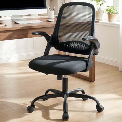NEO Chair Office Chair Gaming Desk Computer Mesh Ergonomic Chair with Flip-up Arms Comfy Lumbar Support Adjustable Height Rolling Wheels Chair for Home Office (Black)