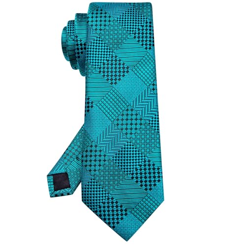 Image of Hi-Tie 63 inches Striped Paisley Extra Long Ties for Men Silk Necktie with Lapel Pin Tie Clip Big and Tall Men Formal Wedding