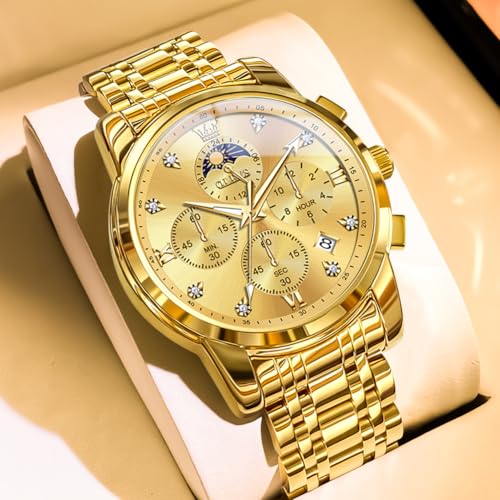 Image of OLEVS Watches for Men Dress Chronograph Luxury Stainless Steel Big Face