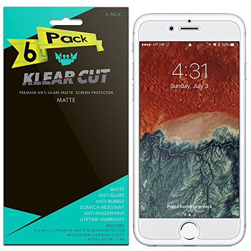 iPhone 7 Screen Protector [6-Pack], Klear Cut High Definition Matte Screen Protector for iPhone 7 PET Film Anti-Glare and Anti-Bubble Shield