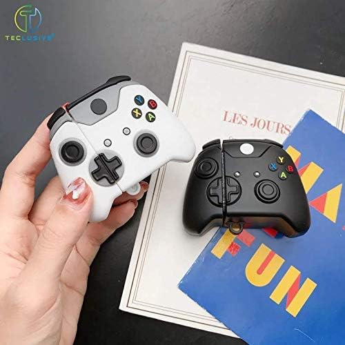 Cat Care Soft Silicone Cartoon Character Cover with Keychain, 360° Protective Case Compatible with Airpods 2 & 1 (Airpods 2 & 1, Game Pad Black) 4