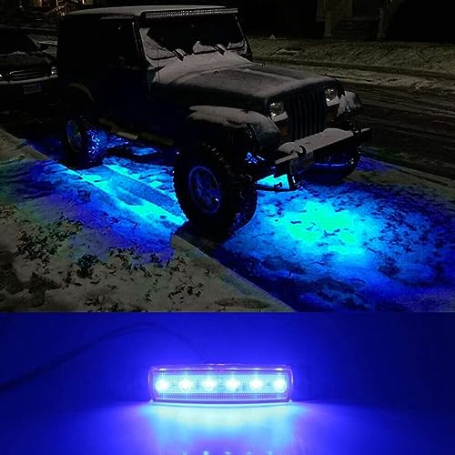 USonline911 10Pcs Blue LED 6 LEDs Pods Rock Underbody Wheel Lights For Jeep Offroad Truck UTV ATV Boat