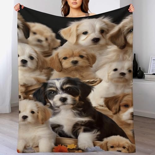 Couverture lit imprimé chiens mignons jeté canapé flanelle