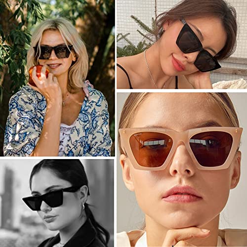 Trendy Sunglasses For Women Retro Oversized Square Cat Eye Sun Glasses Big Frame Shades4