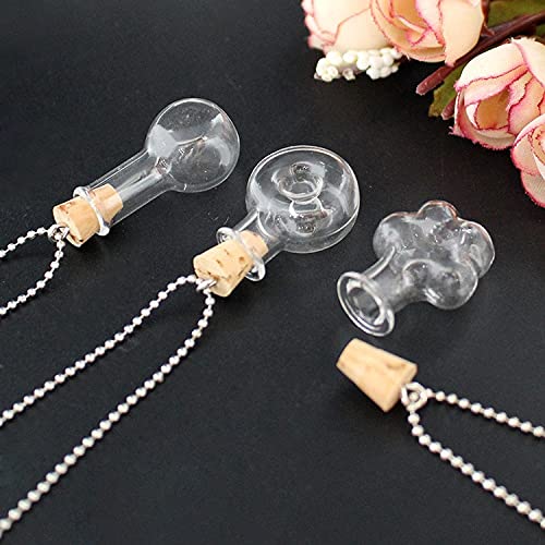 10x Bottiglia Vetro Con Collana Ciondolo Sughero Decorazione Boccetta Fai Da Te 1 ml
