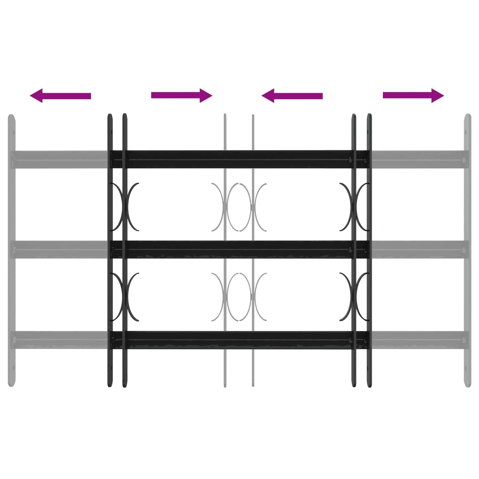 Reja de Seguridad para Ventanas con 3 Barandas 3 pcs 43-74 cm para balcón,planta baja,ventana de bodega,Reja antirrobo 43-74 cm