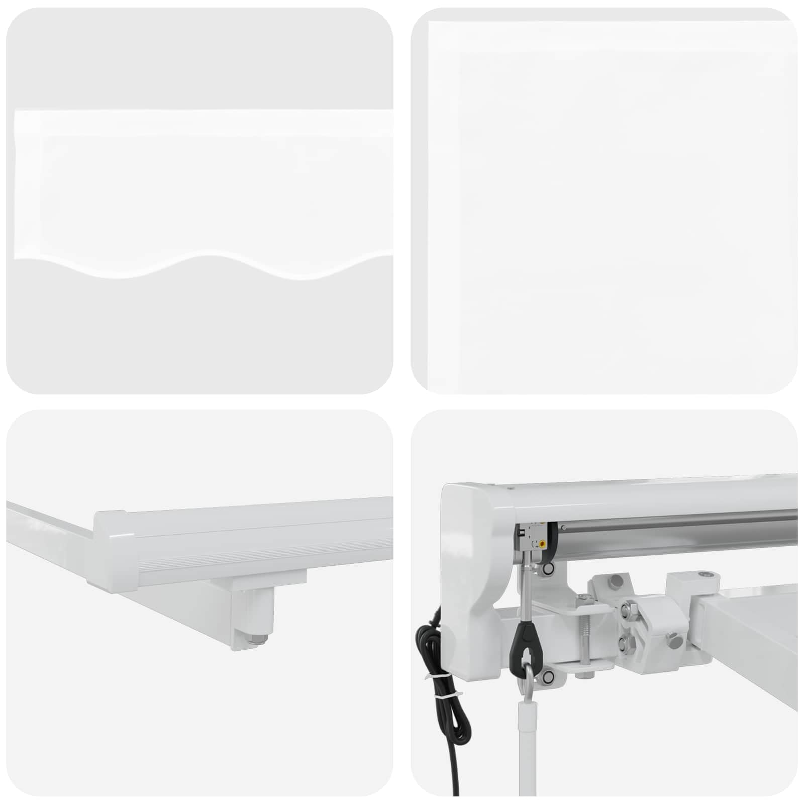 LKJephalotrope 11.5 x 8.2 ft Motorized Retractable Awning, White | Features a half-cassette metal frame with remote control and manual crank for patio and garden shade.