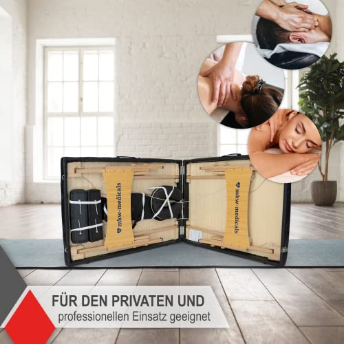 AcuMax Massagebed, massagetafel, massagebed, inklapbaar, in hoogte verstelbaar, draagbaar, met 2 zones, houten poten voor massage thuis, salon, massagestudio, kleur blauw - Image 4