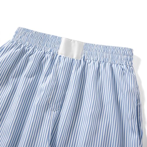 Image of Pivanzore Y2k Plaid Shorts for Women Casual Elastic Waist Aesthetic Lounge Bottom Baggy Pajama Shorts Boxers Sleepwear