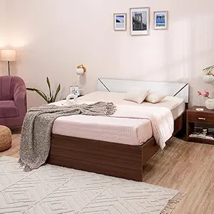 Amazon Brand - Solimo Tucana Engineered Wood Walnut Finish Queen Bed (Brown)