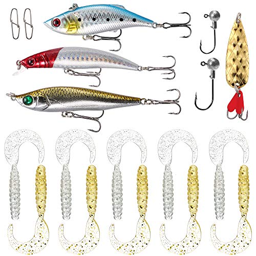 Isca Dura, Andoer Kit de iscas de pesca 18 unidades Caixa de equipamento de pesca com cabeça de gaba