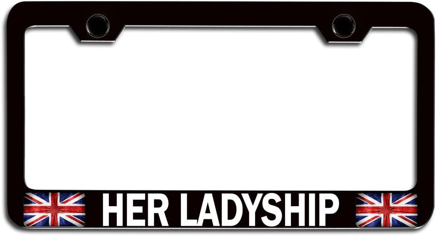 Makoroni - HER Ladyship British England Bl Steel License Plate Frame, License Tag Holder