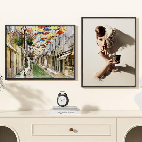 Image of 20x26 Picture Frame Oak Wood,20 inchx26 inchBlack Color Wooden Frames with Tempered Glass,26x20 inch Wall Gallery Poster Frame with No Mat,20 by 26 Frames Horizontal and Vertical for Wall Mounting