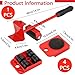 Huakaile Heavy Duty Furniture Lift Mover Tool Set, 1322 Lbs Load Capacity Furniture Lifter with Wheels Pallet, Adjustable Appliance Rollers Dolly for Table Refrigerator Floors Cabinet (Red)