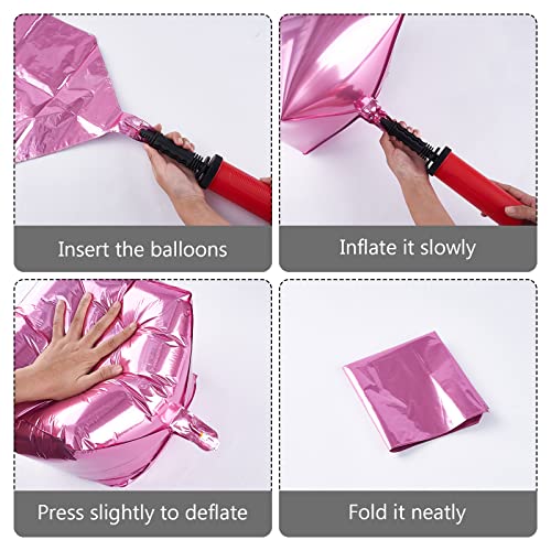 Partywoo Pink Balloons, 5 Pcs Pink Square Balloons, 22 Inch Giant 4D Foil Balloons And Ribbon, Large Mylar Balloons, Metallic Pink Cube Balloons For Birthday, Baby Shower Decorations, Baptism #TOP5