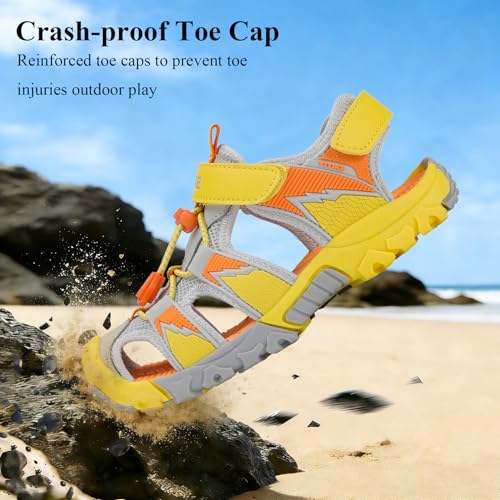 Image of JMFCHI Boys Girls Kids Closed Toe Sports Sandals Summer Water Shoes | Little /Big Kid,Comfortable lightweight,Non-slip soft sole,Hook-and-loop closure,Easy wear,Anti-collision toe,Daily casual